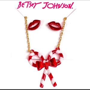⛄️ Brand New 🎄 Betsey Johnson 🤶🏻 Christmas 🎄 Candy Cane Necklace Set 🎅🏻